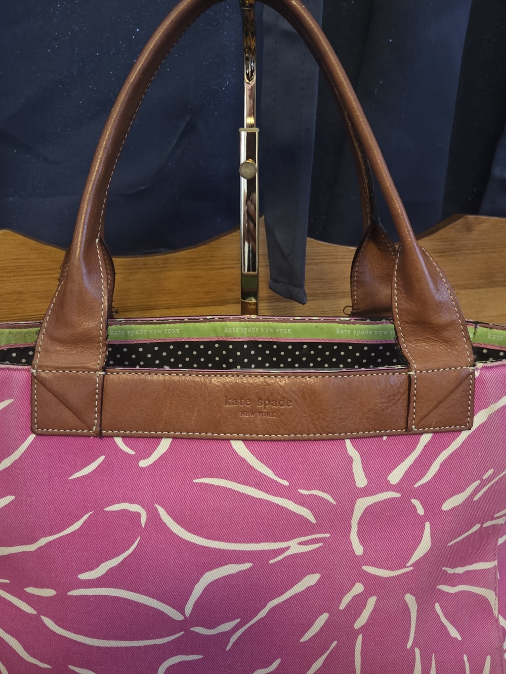Kate Spade Pink Floral Statement Tote | Leather Handles Preppy Chic Classic - Picture 14 of 16